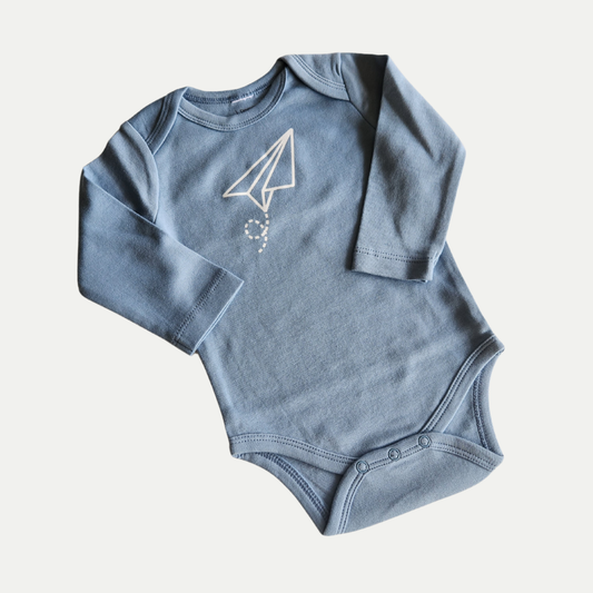 ORGANIC ONESIE | PAPER PLANE | BLUE