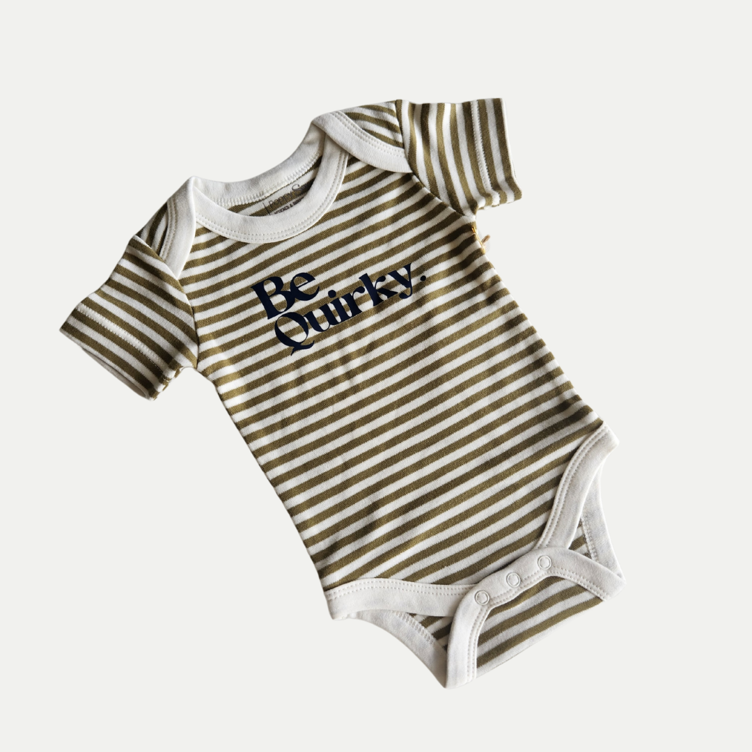 ORGANIC ONESIE | BE QUIRKY | GREEN STRIPE