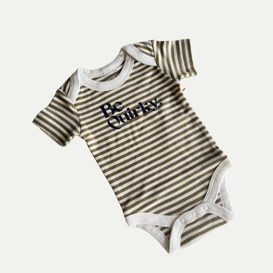 ORGANIC ONESIE | BE QUIRKY | GREEN STRIPE