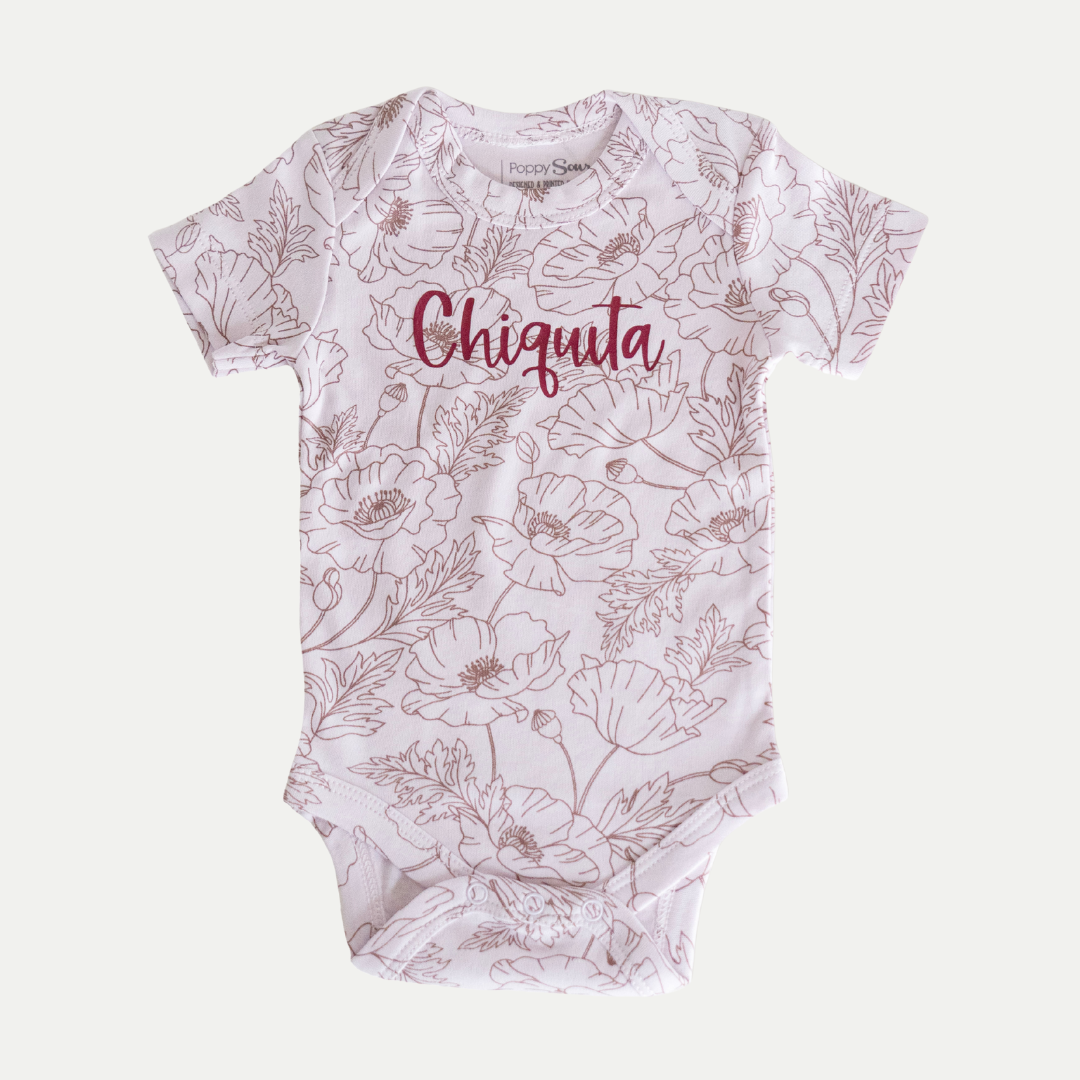 ORGANIC ONESIE | CHIQUITA | VIOLET POPPY PRINT