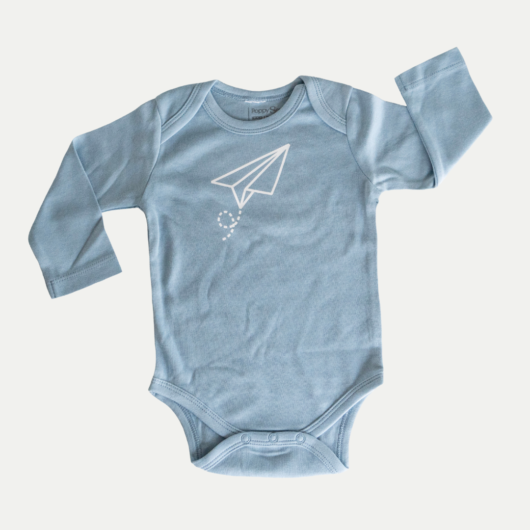 ORGANIC ONESIE | PAPER PLANE | BLUE