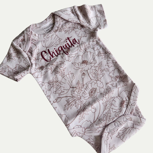 ORGANIC ONESIE | CHIQUITA | VIOLET POPPY PRINT