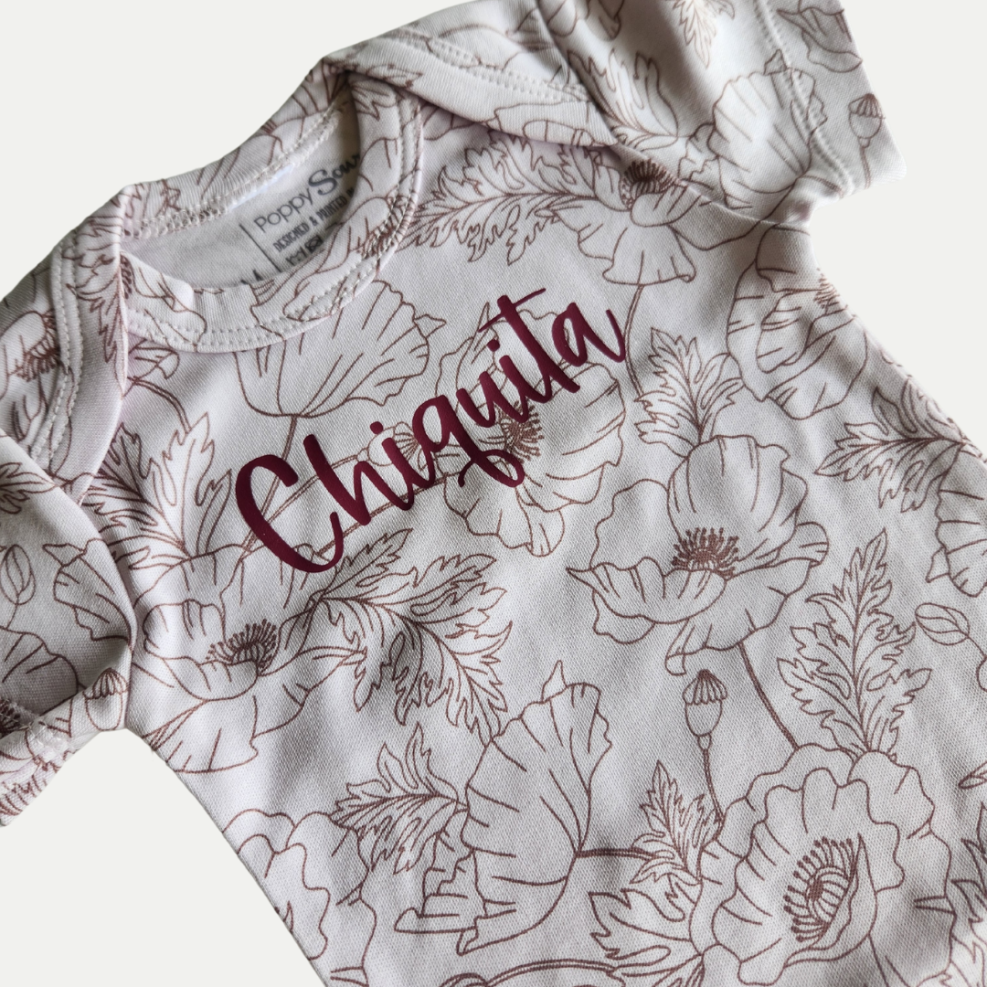 ORGANIC ONESIE | CHIQUITA | VIOLET POPPY PRINT