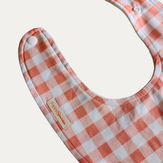 CORAL GINGHAM | DRIBBLE BIB