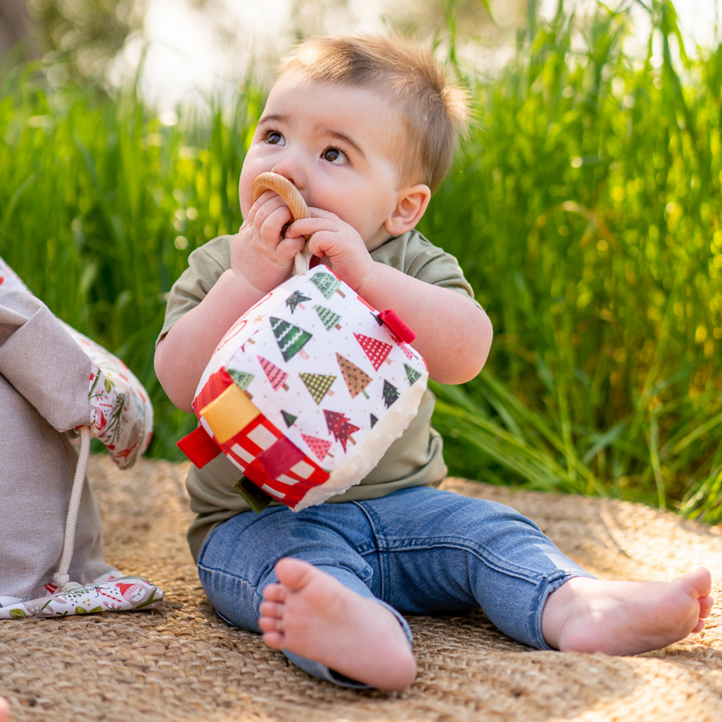 GINGHAM TREES | MY FIRST CHRISTMAS | SOFT SENSORY CUBE
