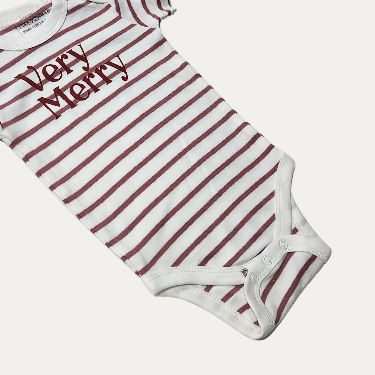 VERY MERRY | ORGANIC ONESIE | BERRY RED STRIPE