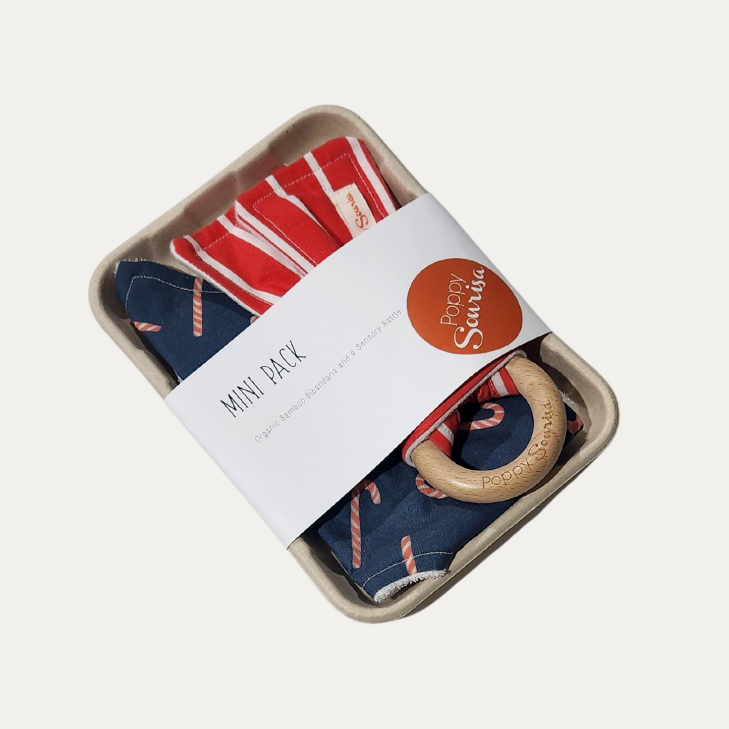 CANDY CANES + RED STRIPE | MINI PACK | DRIBBLE BIB + RATTLE