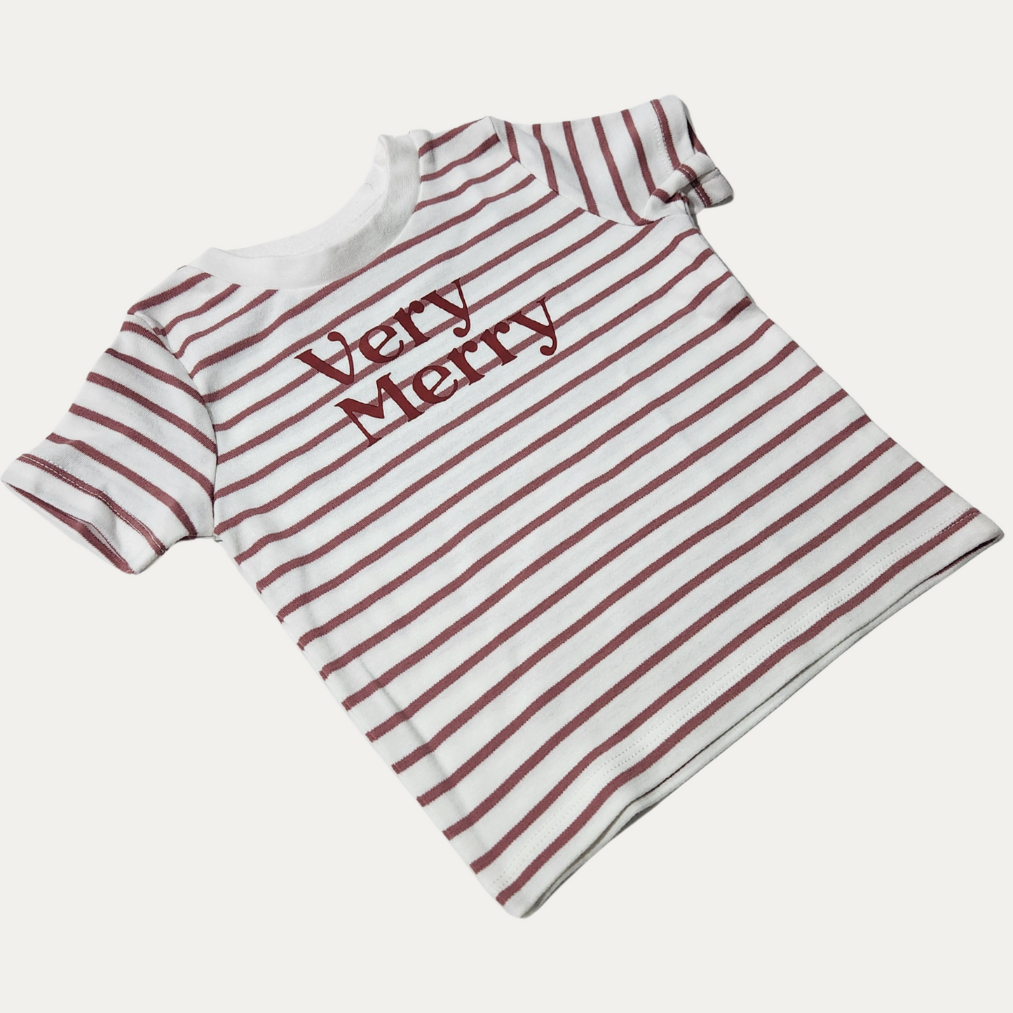 VERY MERRY | KIDS T-SHIRT | BERRY RED STRIPE