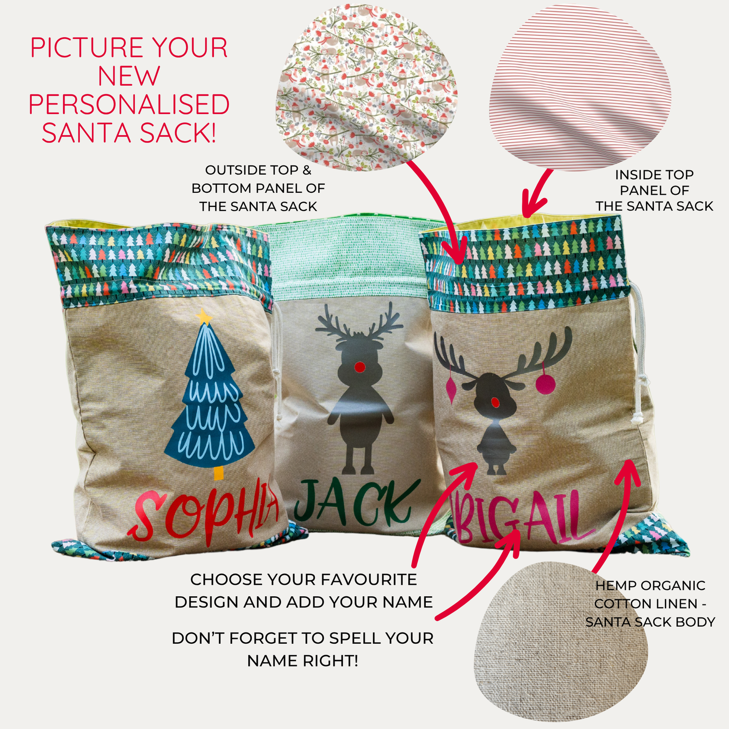 SLOTHS | PERSONALISED | SANTA SACK