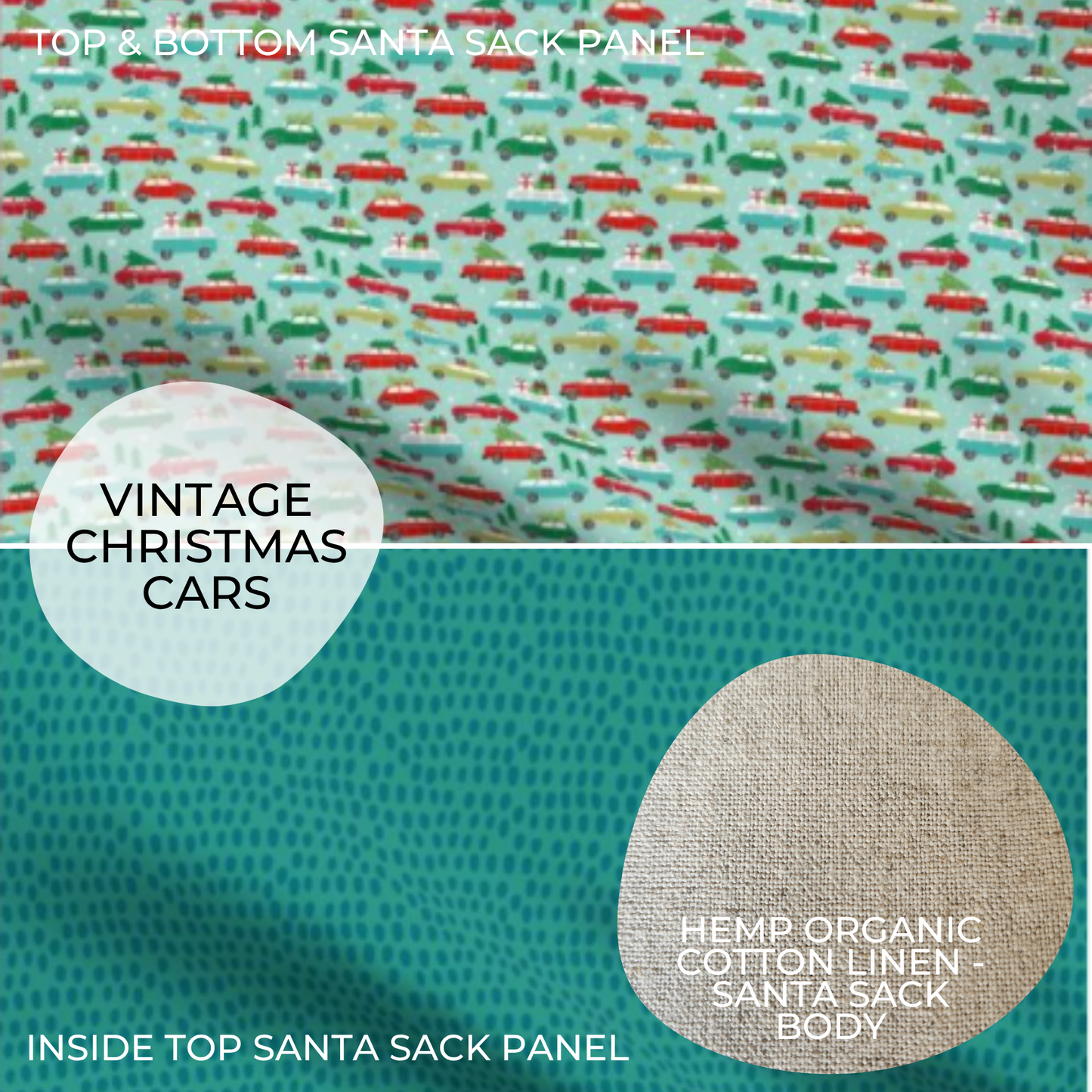 VINTAGE CHRISTMAS CARS | PERSONALISED | SANTA SACK