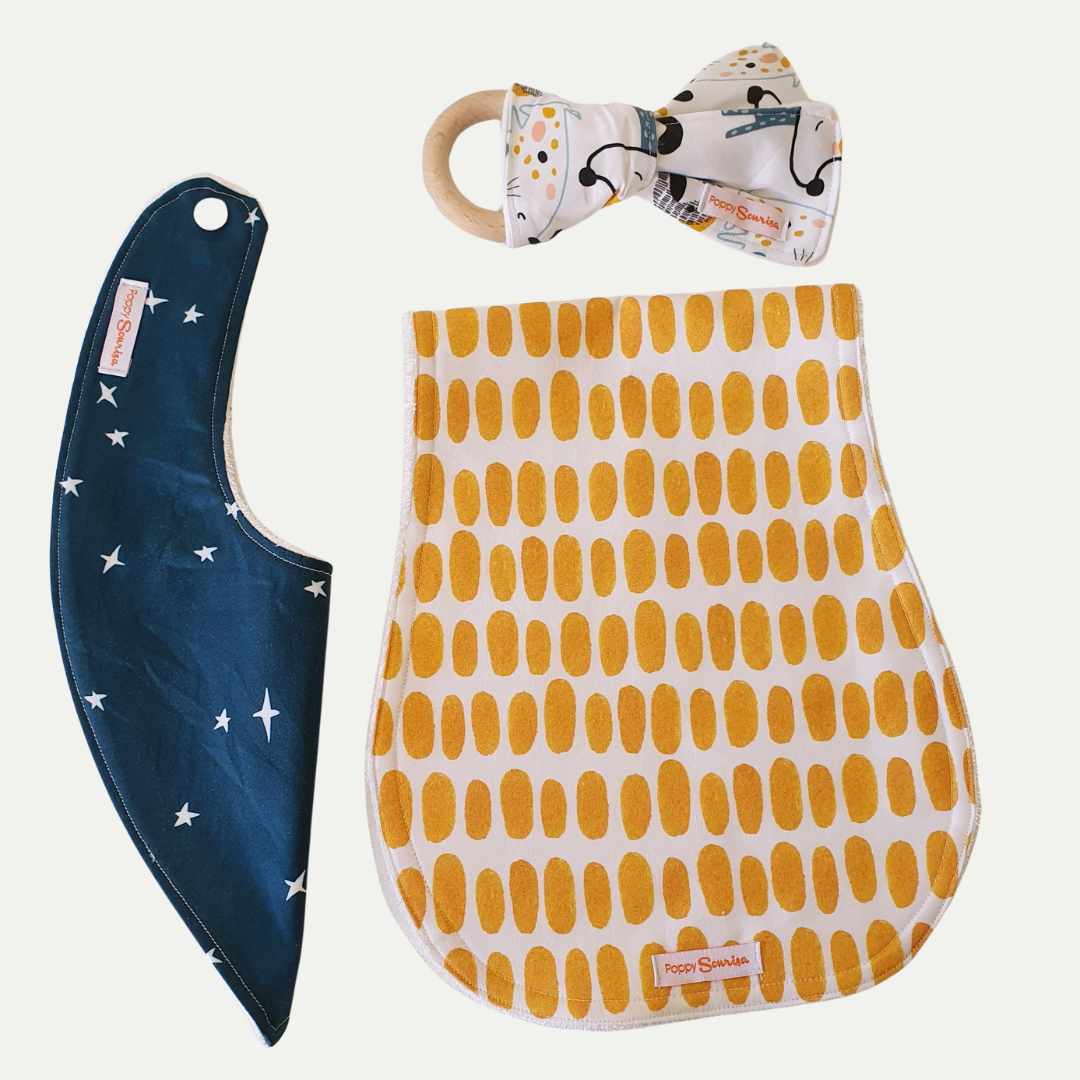 DOG'S LIFE | NEWBORN PACK | BIB BURP CLOTH RATTLE