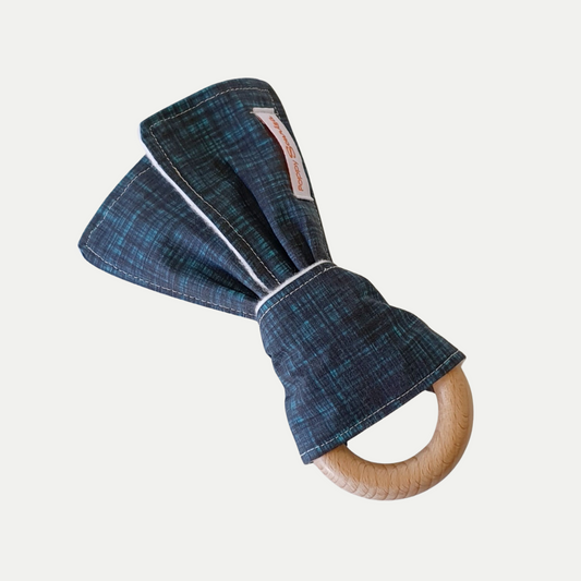 SENSORY RATTLE | TEAL LINEN