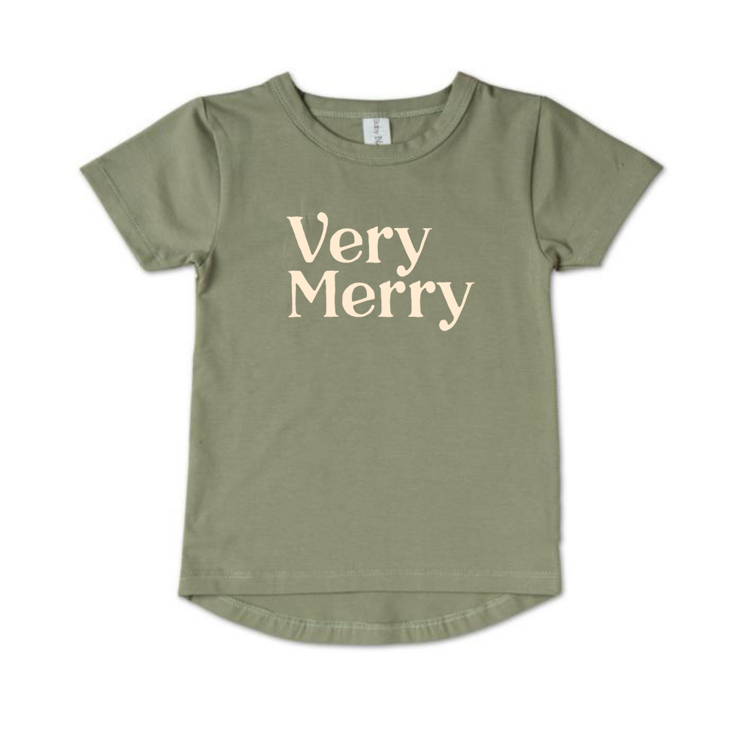 VERY MERRY | KIDS T-SHIRT | SAGE GREEN