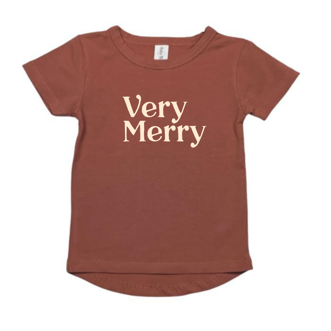 VERY MERRY | KIDS T-SHIRT | BURNT RED RUST