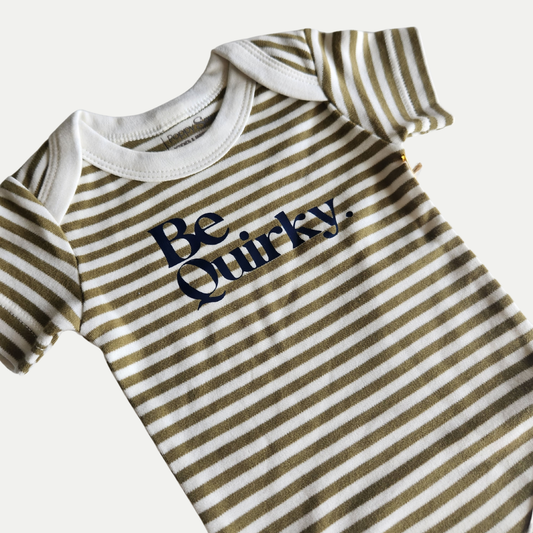 ORGANIC ONESIE | BE QUIRKY | GREEN STRIPE