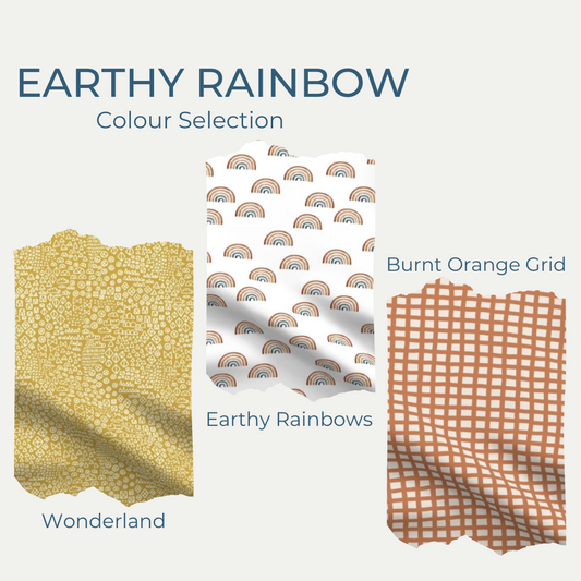NEWBORN PACK | EARTHY RAINBOWS | BIB BURP CLOTH RATTLE