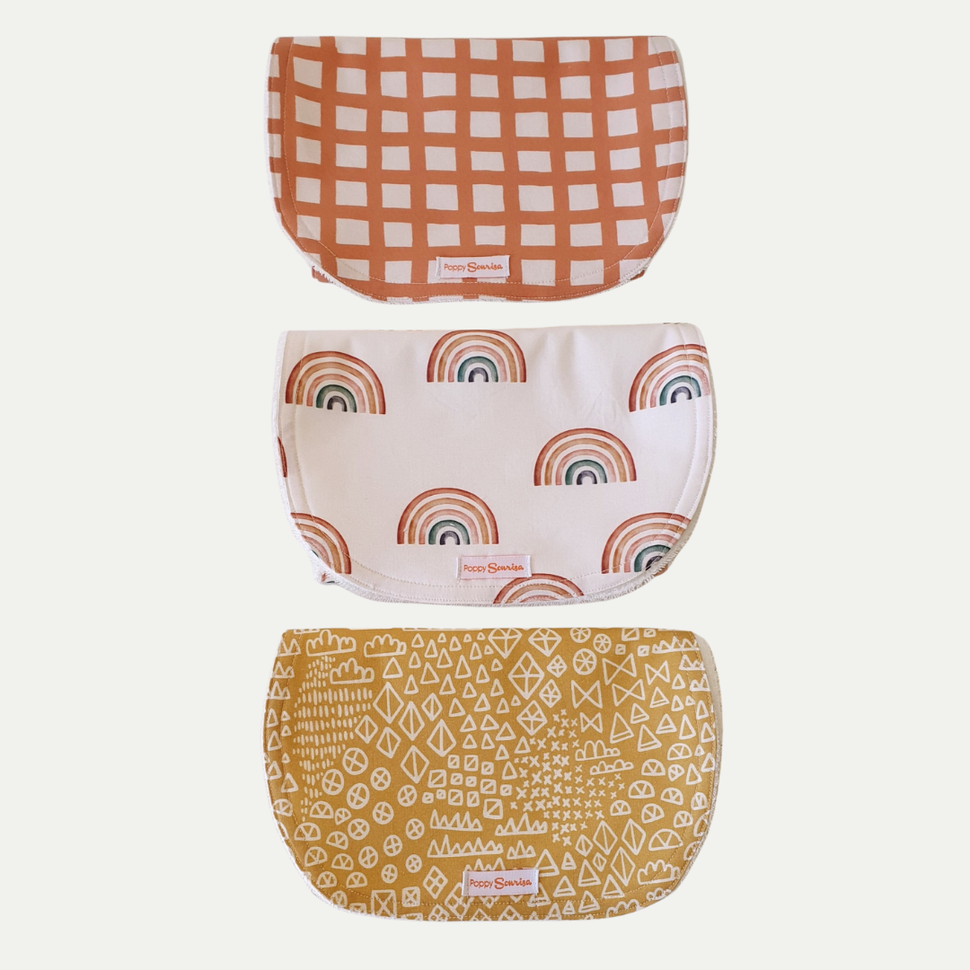 BURP CLOTH [BURPIE] BUNDLE | EARTHY RAINBOWS | 3 PACK
