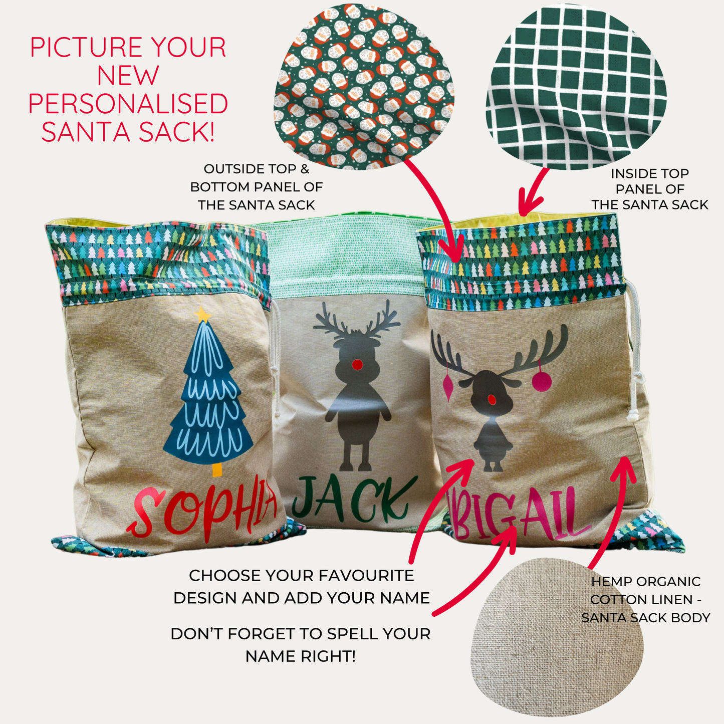 MERRY SANTA | PERSONALISED | SANTA SACK