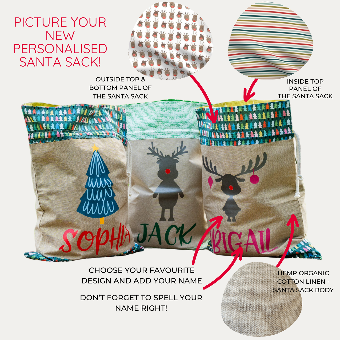 REINDEER HERD | PERSONALISED | SANTA SACK