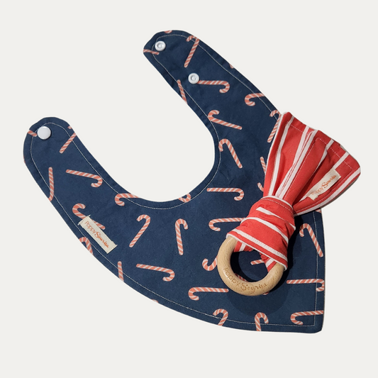 CANDY CANES + RED STRIPE | MINI PACK | DRIBBLE BIB + RATTLE