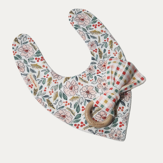 CHRISTMAS FLORAL + TARTAN | MINI PACK | DRIBBLE BIB + RATTLE
