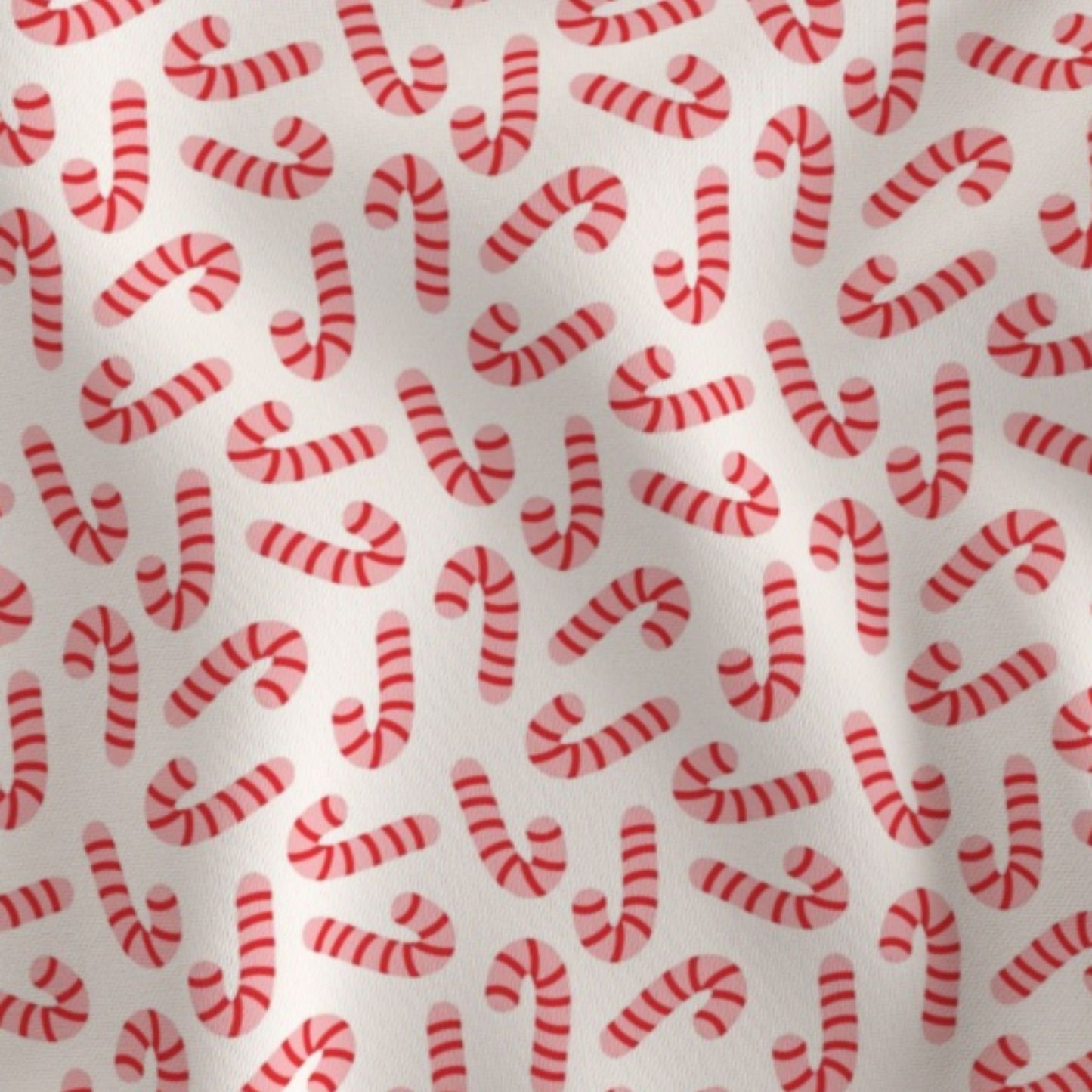 Close-up of the red and pink Candy Canes print for the personalised Classic Linen Santa Sack