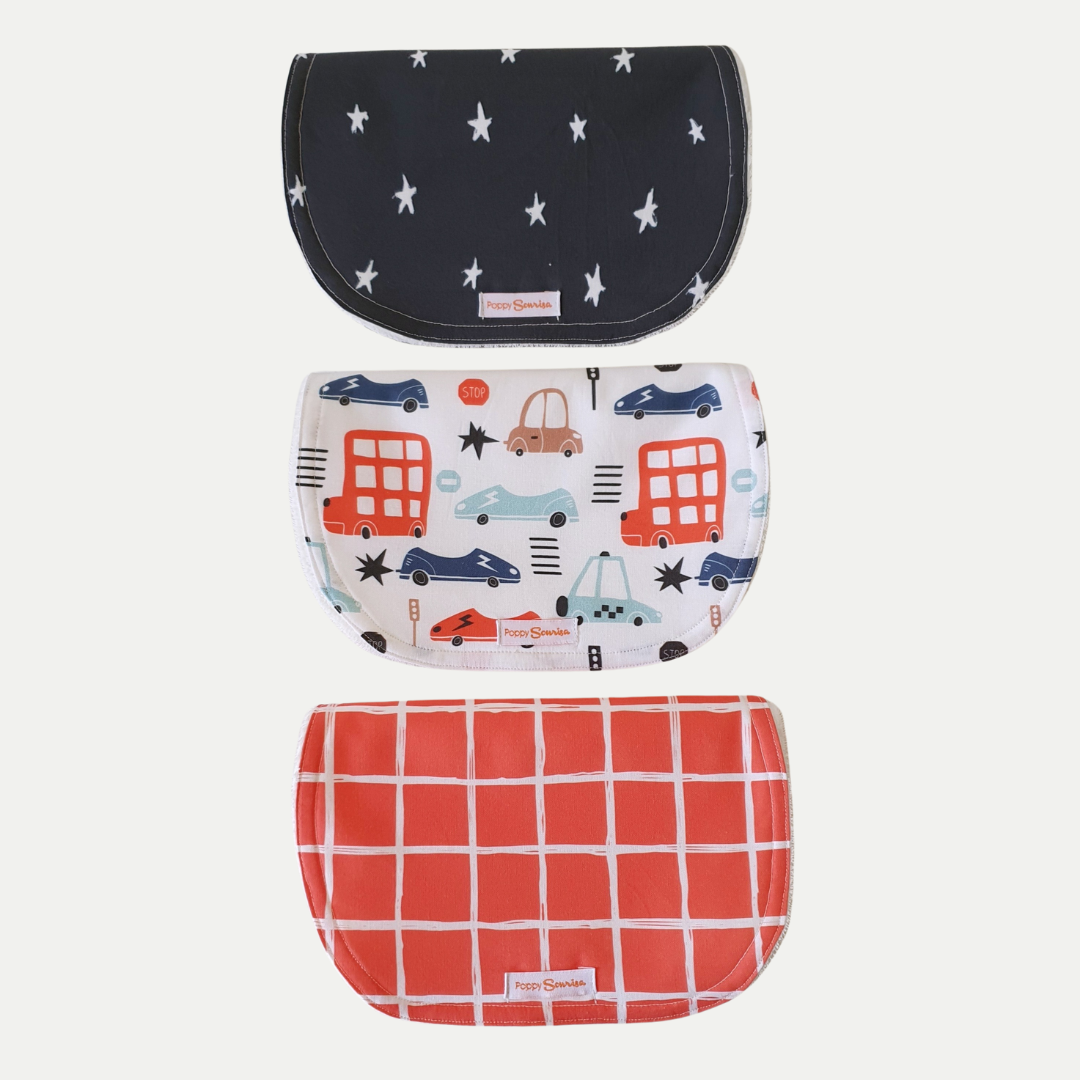 BURP CLOTH [BURPIE] BUNDLE | CITY CARS | 3 PACK