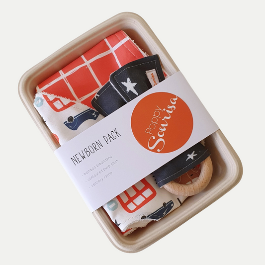 NEWBORN PACK | CITY CARS | BIB BURP CLOTH RATTLE