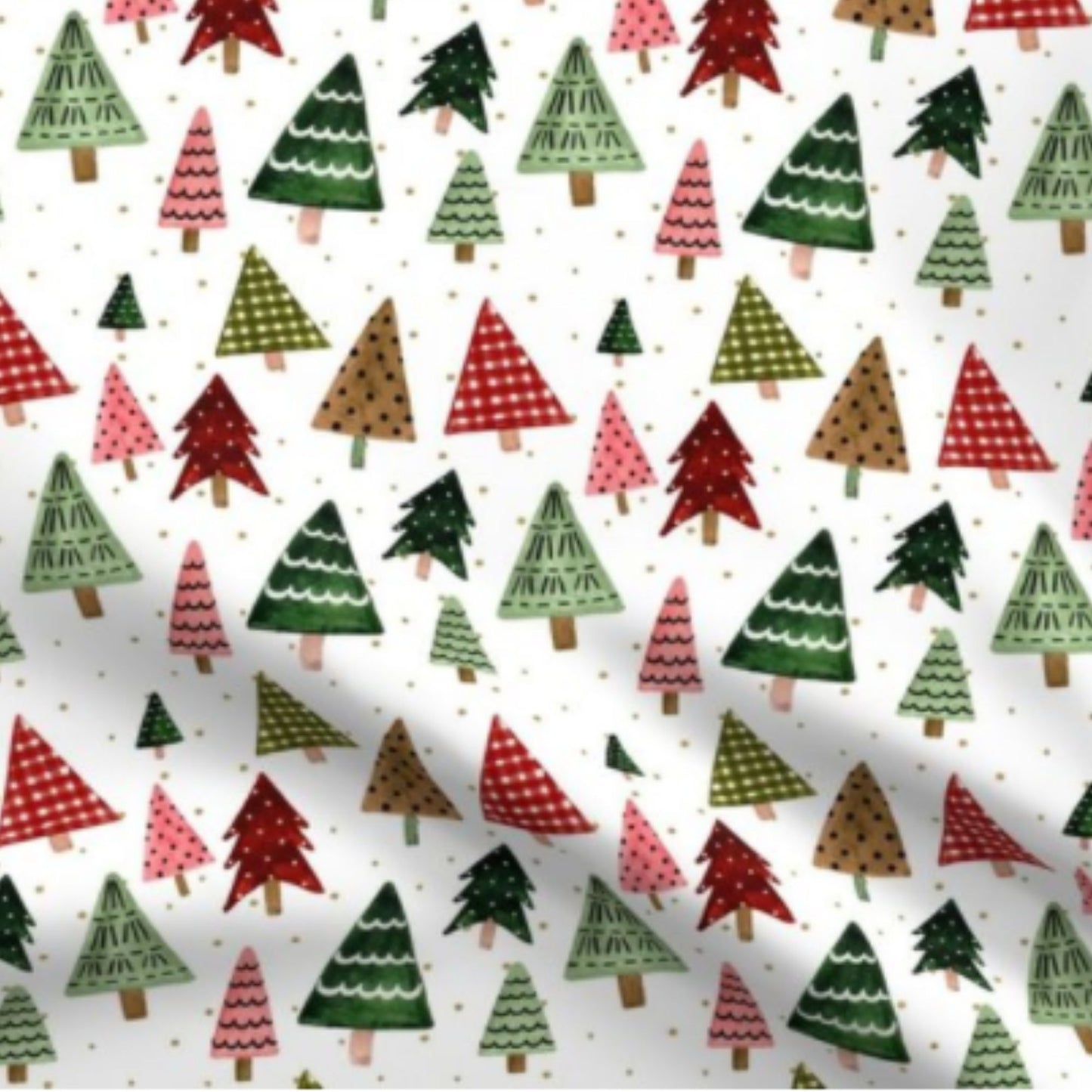 Close-up of the colourful Gingham Trees Christmas print for the personalised Signature Santa Sack
